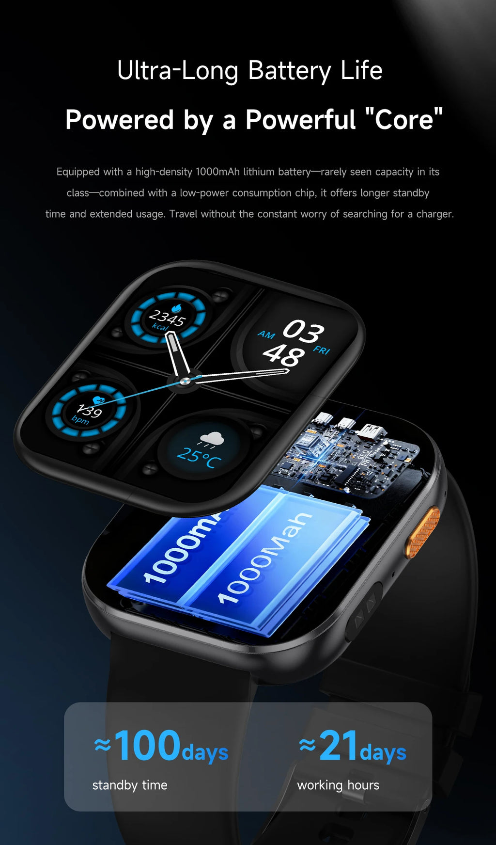 2026 new outdoor sports smartwatch,2.04 high-definition large screen,1000mAh large battery, ultra long battery life,holiday gift