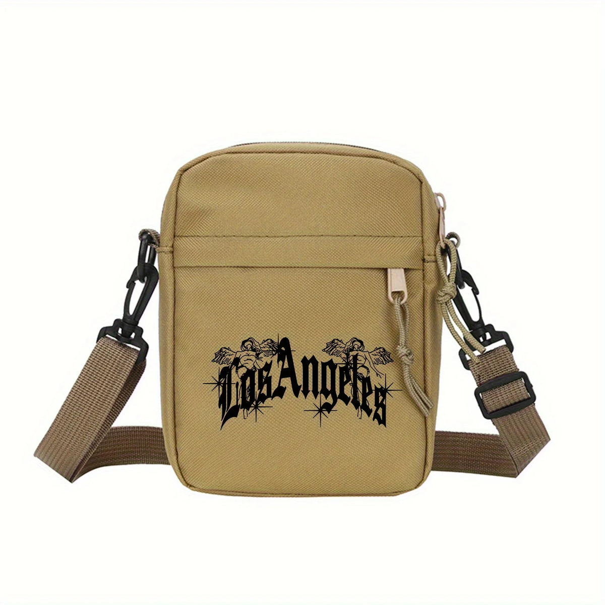 Los Angeles printed crossbody bag: Adjustable shoulder strap, lightweight and foldable, zipper bag, suitable for daily commuting