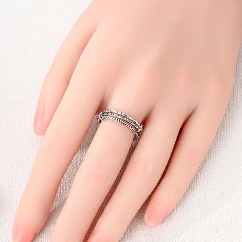 New Original 925 Sterling Silver Rings Stackable Infinite Silver Zircon Ring For Women Wedding Anniversary Birthday Jewelry Gift