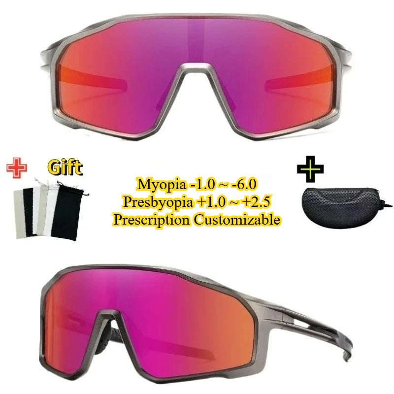 Myopia Premium Prescription Polarized Sports Sunglasses for Cycling, Driving & Running with Full UV Protection & Fashion Design