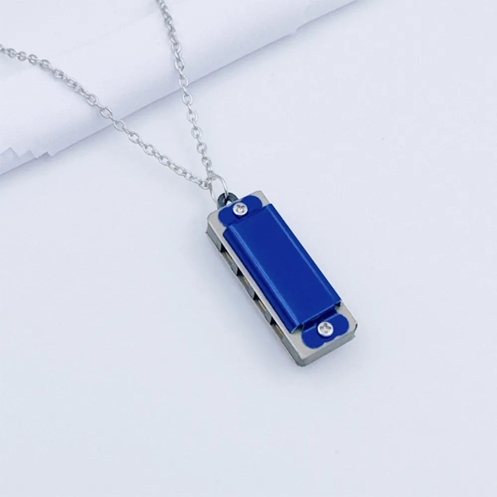New 4-hole 8-tone Necklace Harmonica Metal Woodwind Harmonica Chain Mini Mini Musical Instrument Gift