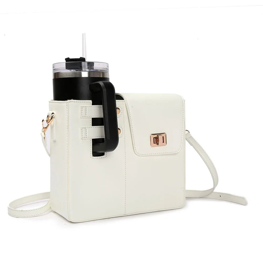 Crossbody Shoulder Bag with Water Bottle Holder Vacation Multifunctional Protection Pouch Outdoor Portable Water Cup Storage Bag