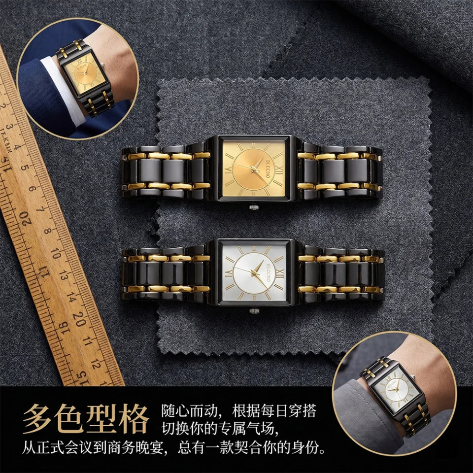 Men's Quartz Wristwatch Steel Band Male Classic Popular Watches Rectangular Minimalist Fashion Casual Business Watch For Daily