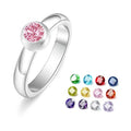 Simple Birthstone Rings with 12 Color Zircon Replaceable Fashion Stackable Promise Ring Jewelry Gift for Women Girl