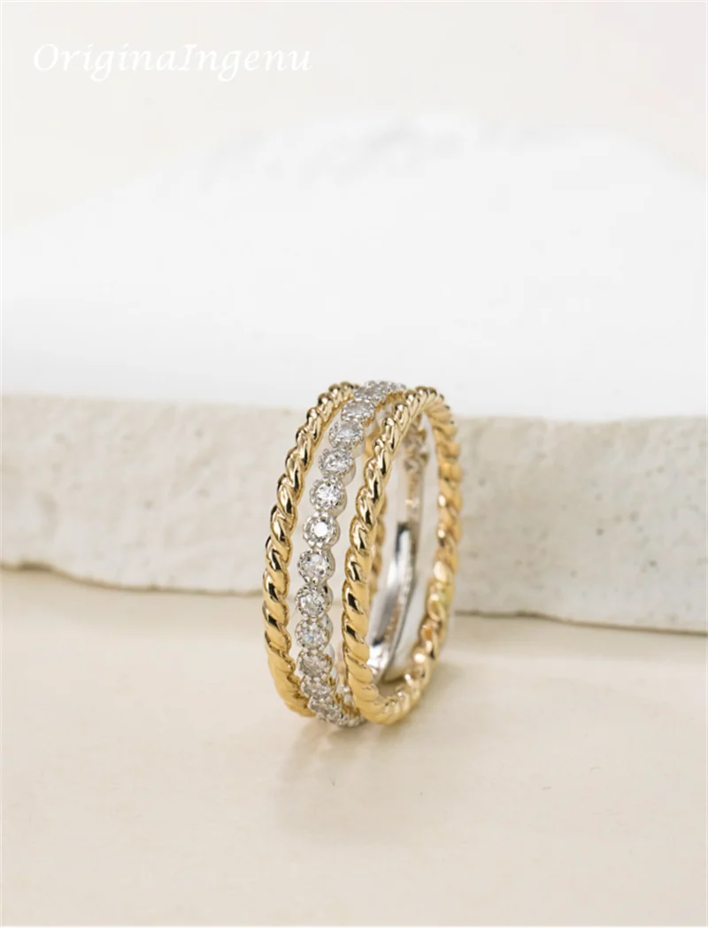 Set of 3 Gold Filled Stacking Ring Handmade Zircon Tarnish Resistant Jewelry Dainty Jewelry Boho Minimalism Ring for Women