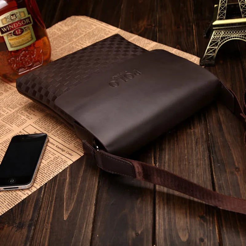 Men's One Shoulder Crossbody Bag Korean Version Trendy Checkerboard Pattern Embossed New Casual Business Bag Bags for Men