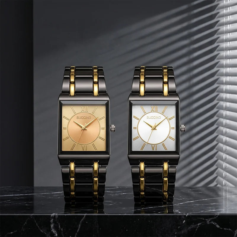 Men's Quartz Wristwatch Steel Band Male Classic Popular Watches Rectangular Minimalist Fashion Casual Business Watch For Daily