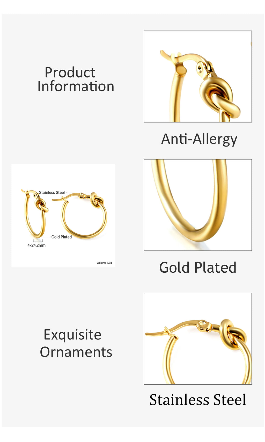 LUXUSTEEL Fashionable Drop Earring for Women Stainless Steel Golden Elegant Hoop Earrings Geometric Jewelry Party Gifts