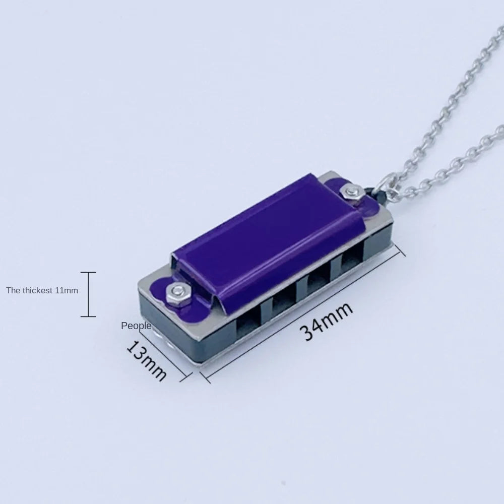 New 4-hole 8-tone Necklace Harmonica Metal Woodwind Harmonica Chain Mini Mini Musical Instrument Gift