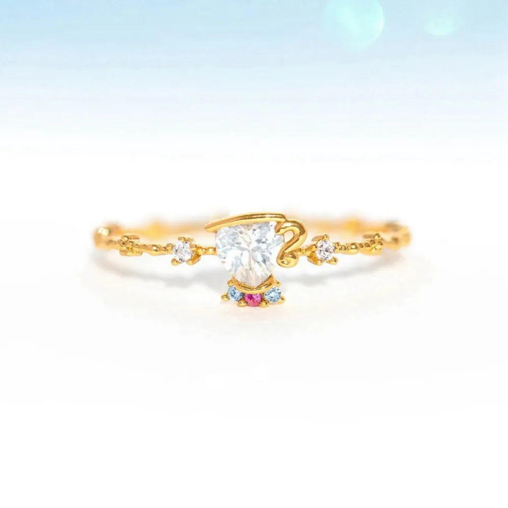 Adjustable Gold Plated Stackable Rings Set for Women Cute Crystal Zircon Stacking Finger Rings Dainty Fairy Jewelry Gift