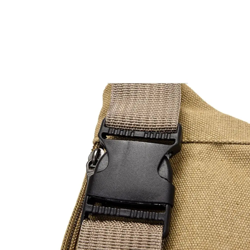 Men's Canvas Crossbody Bags Multifunctional Multi-Pockets Storage Bag Chest Shoulder Bag Large Capacity Waist Bag Chest Pack