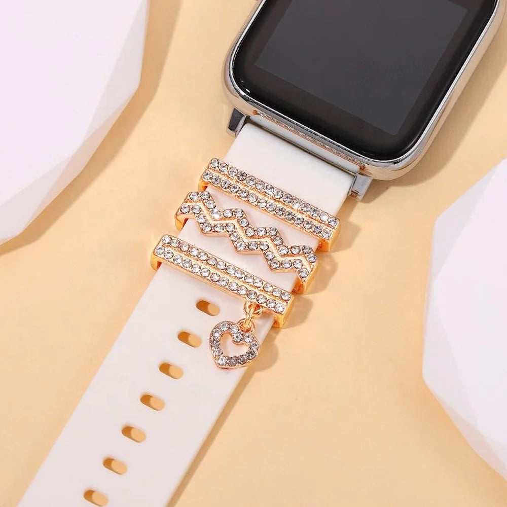 1 set of fashionable rhinestone element design smart watch accessories, suitable for decorating multiple smart watch straps