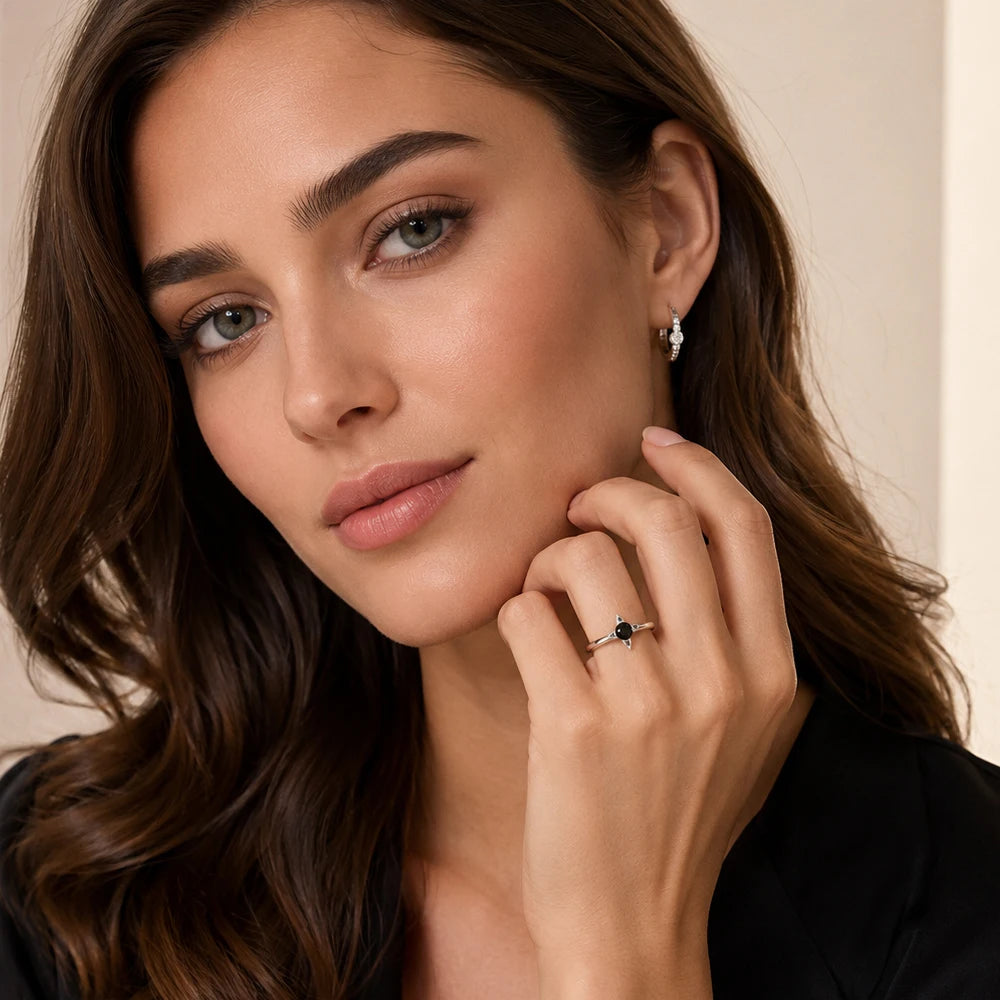 Ring Star Stackable Europe Style Fine Jewerly For Women Brand New Trendy Gift In 925 Sterling Silver