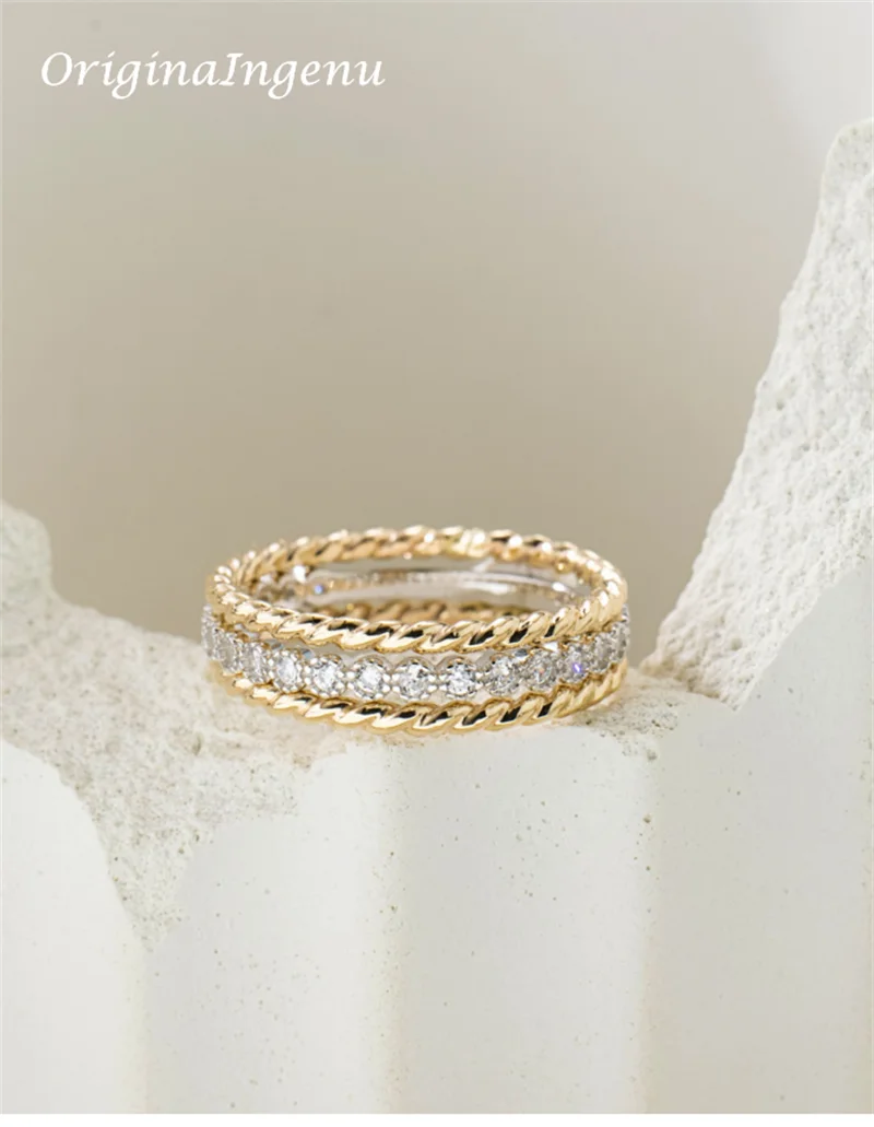 Set of 3 Gold Filled Stacking Ring Handmade Zircon Tarnish Resistant Jewelry Dainty Jewelry Boho Minimalism Ring for Women