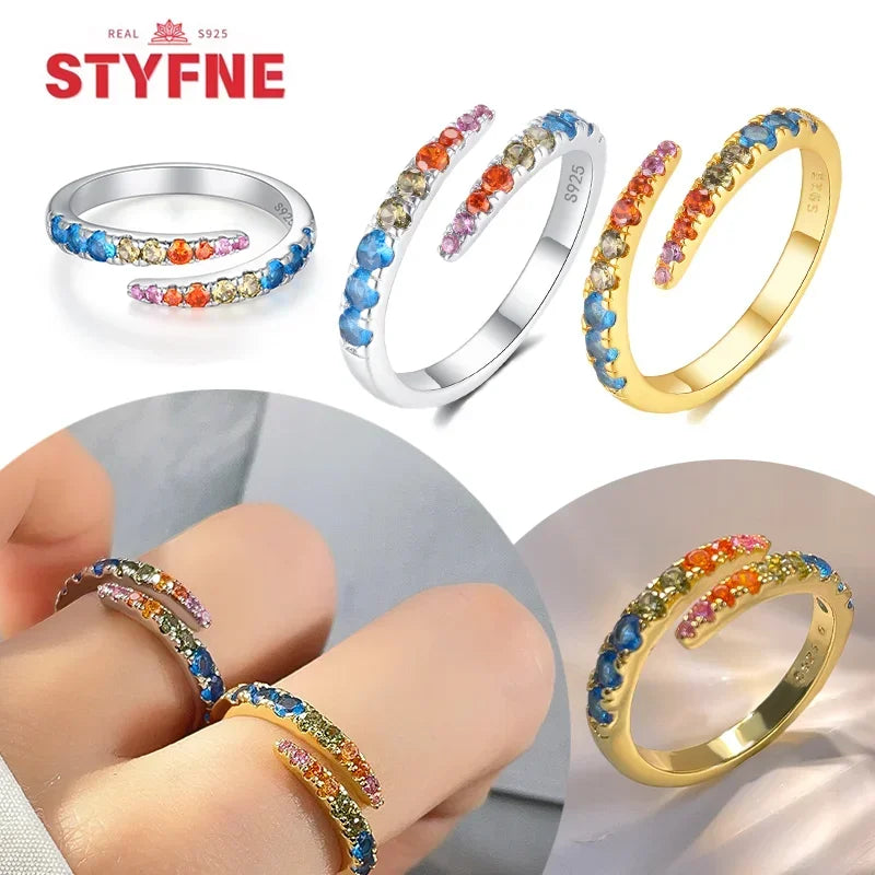 925 Sterling Silver Rings Stackable Colored Shiny Zircon for Women Original Silver 925 Wedding Ring Fine Jewelry Gift