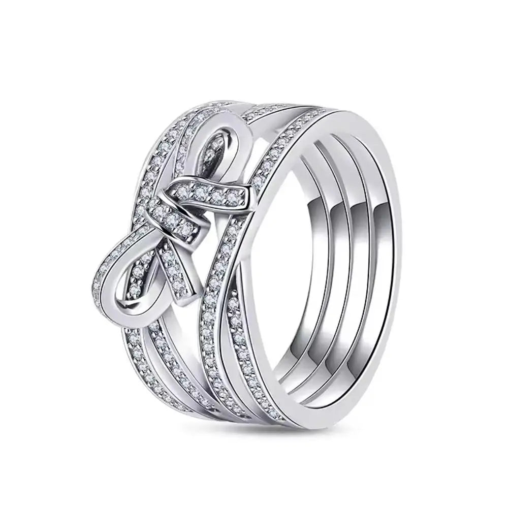 Classic Stackable Bowknot Rings for Women, Silver/Gold/Rose Gold Promise Rings, Fashion Wedding Engagement Band Jewelry Gift