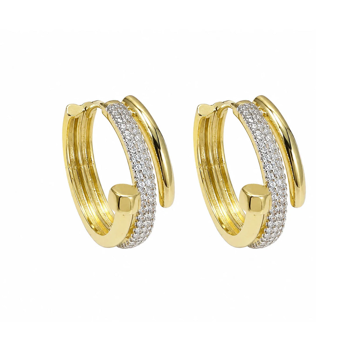 Women Elegant Two‑Layer Intertwined Hoop Earrings Fashion Decorative Ear Jewelry For Banquet Formal Occasion