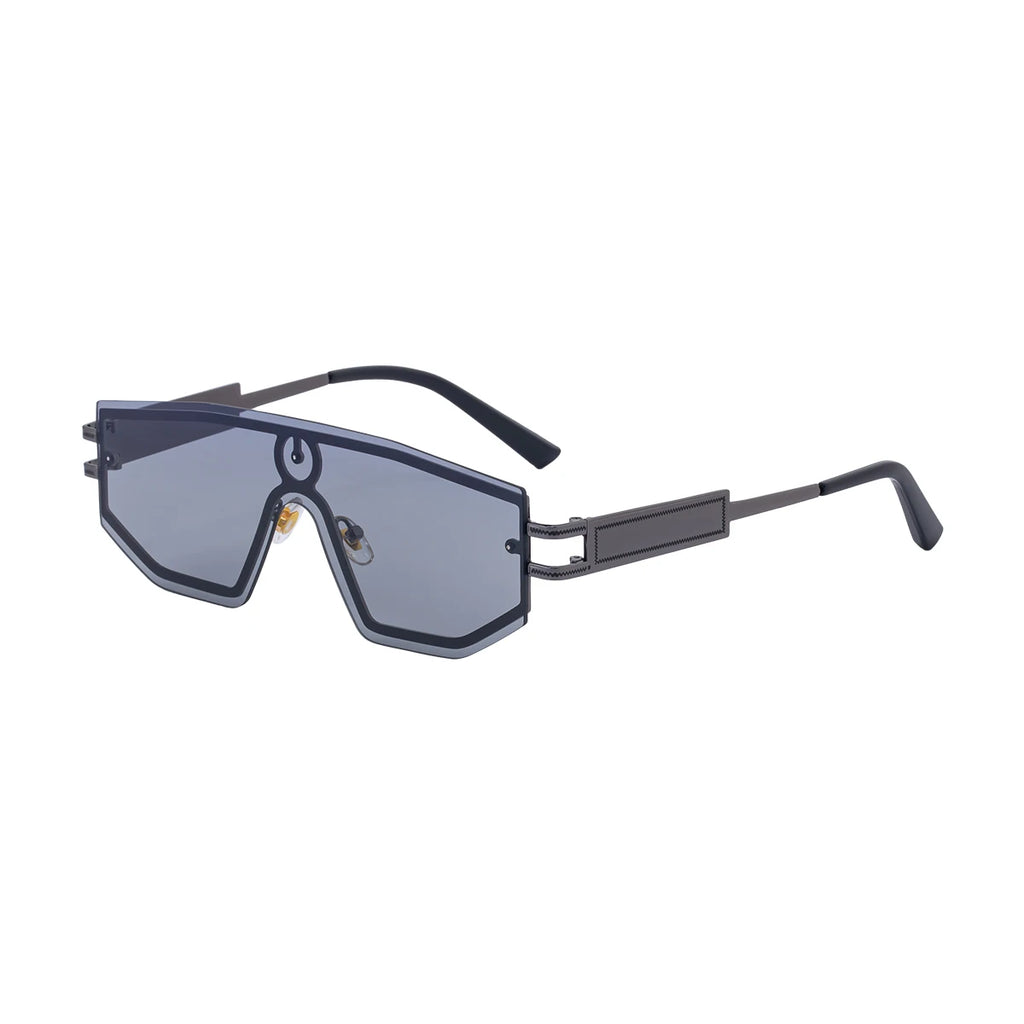 Premium Luxury Design One-piece Punk Sunglasses Men Women 2026 Fashion Metal Anti-reflective Outdoor Sun Shades Gafas UV400
