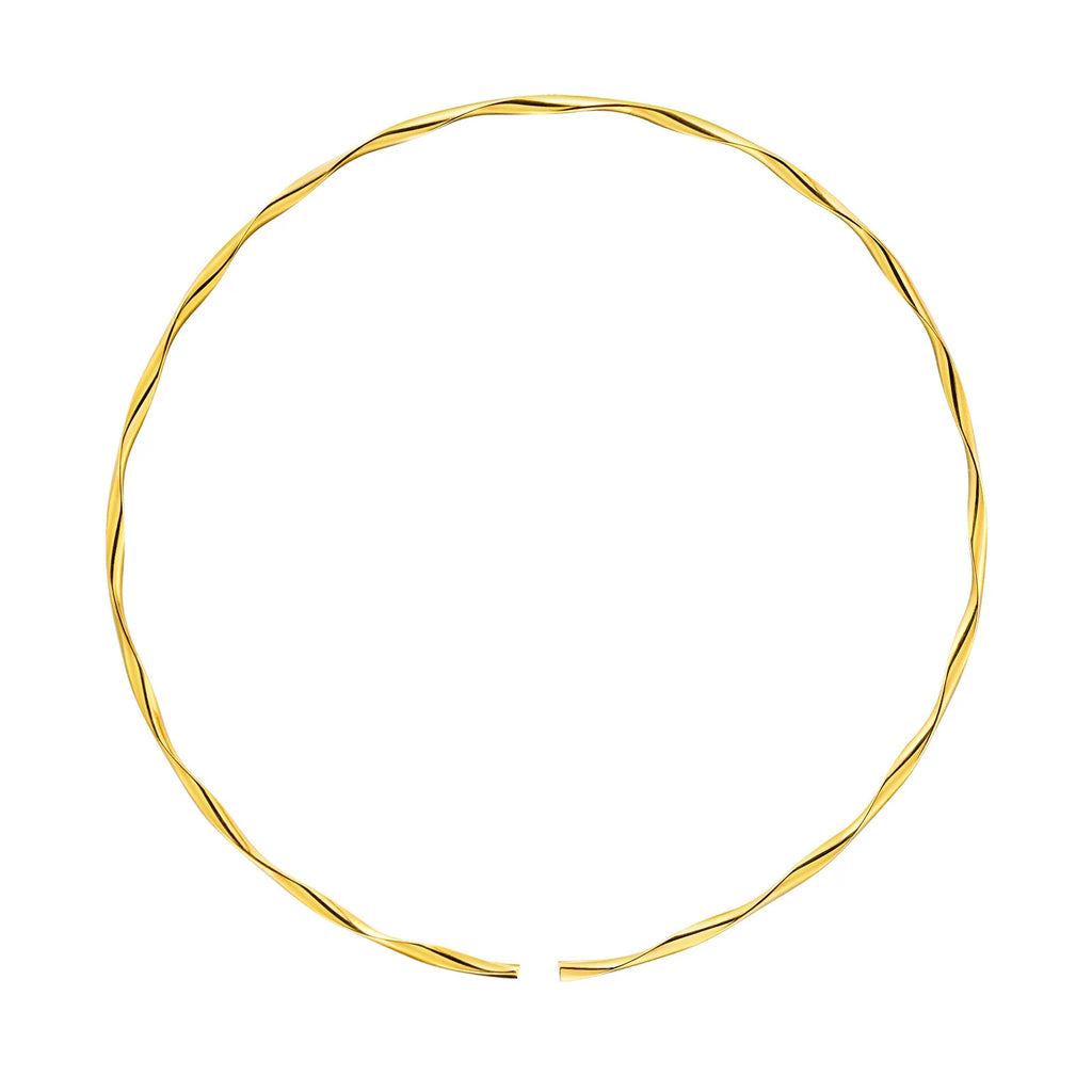 Minimalist Torques Necklace for Women,Reszie Twist Cuffs Neck Jewelry, Stainless Steel Gold Plated Choker Female Anti-allergic