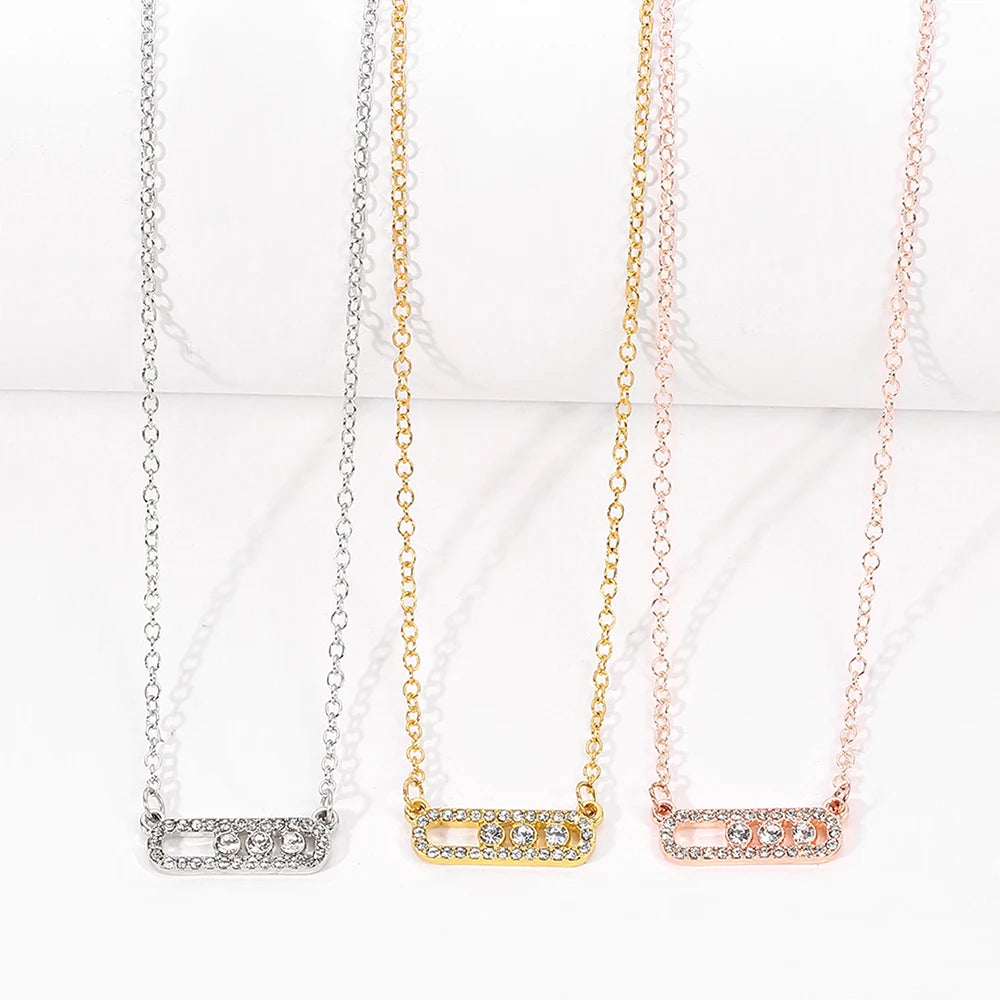 Minimalist Geometry Rhinestone Pendant Fashion Creative Necklace for Women And Girls Commute Jewelry Accessory