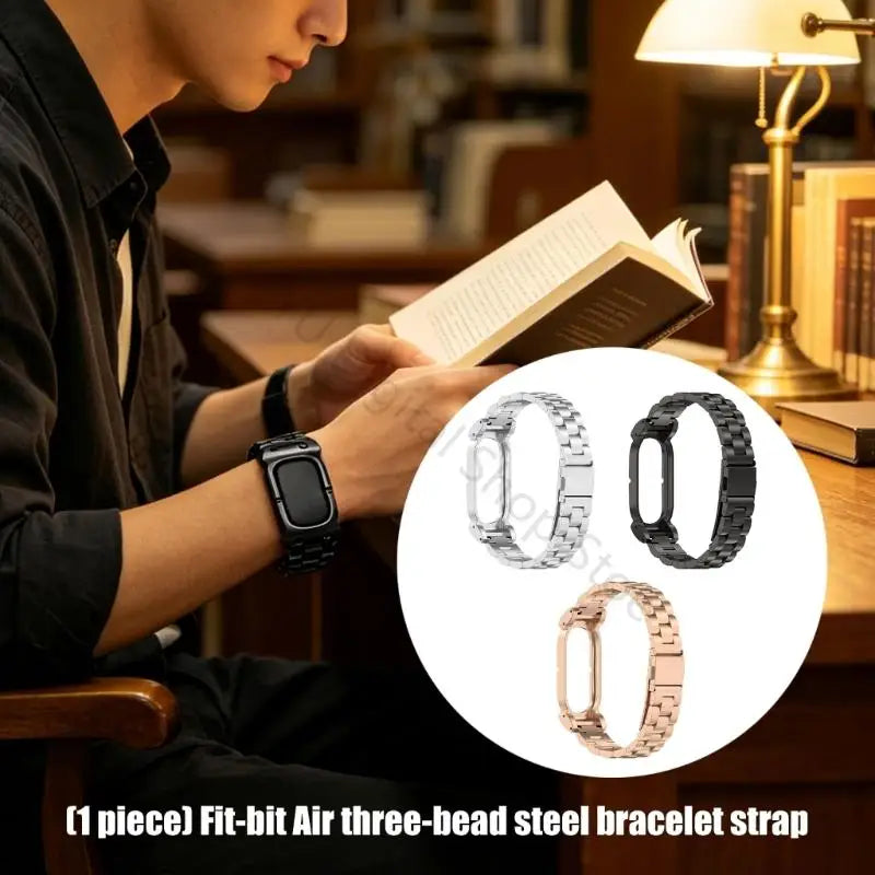 96BA Smartwatch Replacement Strap, Metal Bracelet Band with Link-Row Design for Commutes, Office Wear and Daily Use