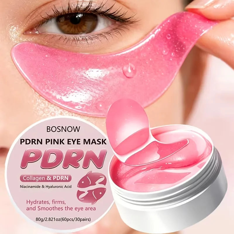60 Pieces of Pn Pink Eye Patches/Eye Pads, Under-Eye Patches - Deeply Moisturizing, for a Refined Appearance, with a Powerful Hydrating and Cooling Experience, Gel Eye Patches Improve the Skin Around the Eyes, Suitable for Al