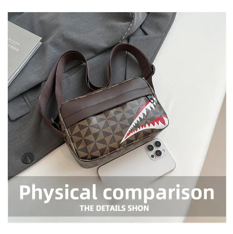 Women Stylish Crossbody Bag, Modern Geometric Pattern, Black Brown Versatile Design, Daily Commute, Casual Outings Messenger Bag