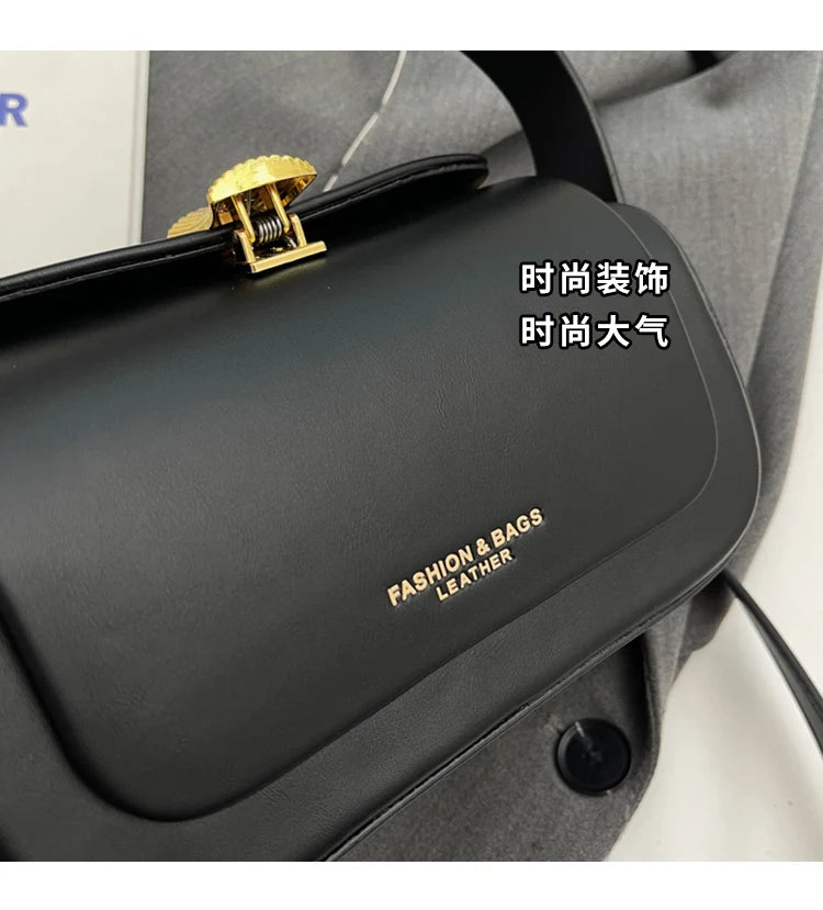 Classic Black Shoulder Bag Women's Versatile Retro Crossbody Square Bags 2025 New Large Capacity Textured Leather Flap Handbags