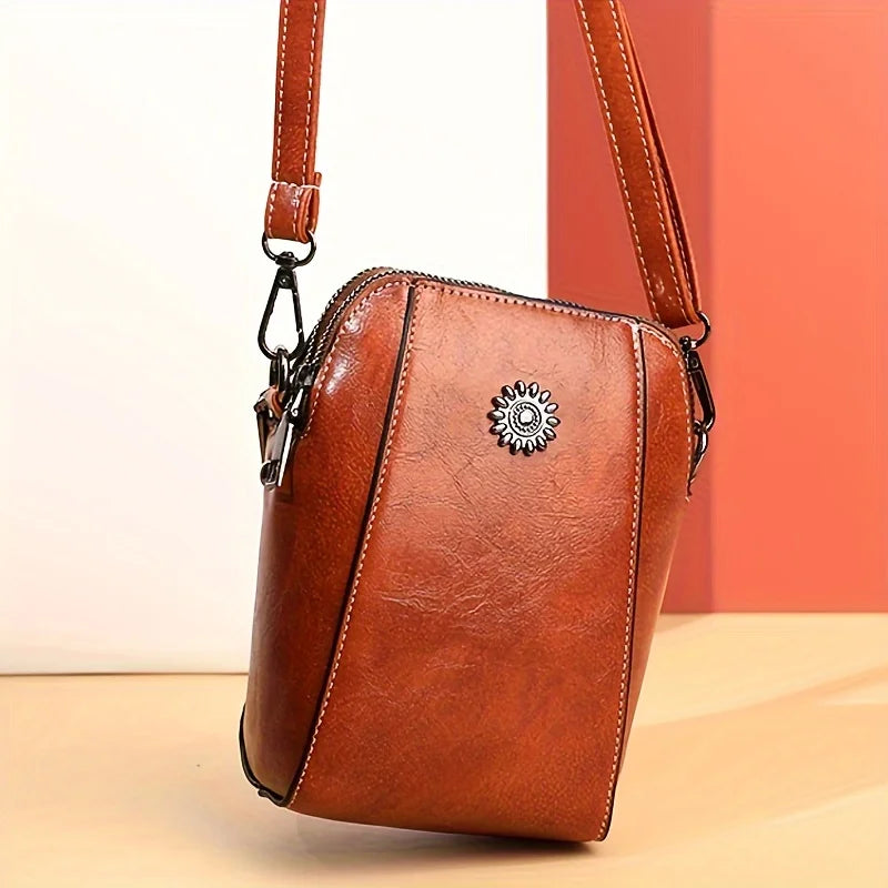 Chic Leather Crossbody Phone Bag, Compact & Stylish for Daily Use Adjustable Strap Perfect for Women Fashion Everyday Essential