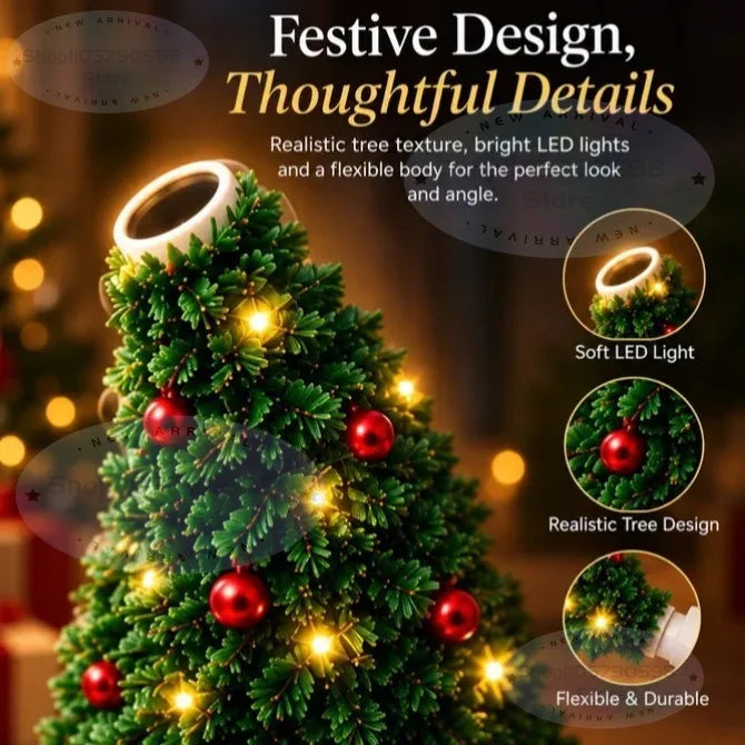 Christmas Projector Light, USB Powered Christmas Night Light with 6+ Holiday Patterns, Flexible Tree Lamp for Holiday Decor