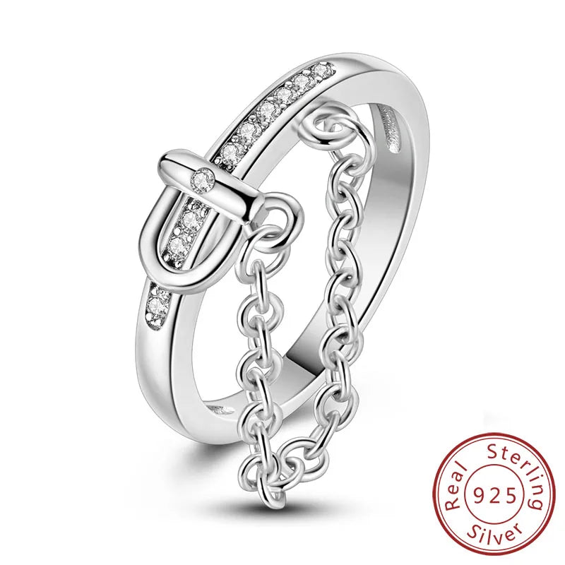 New Original 925 Sterling Silver Rings Stackable Infinite Silver Zircon Ring For Women Wedding Anniversary Birthday Jewelry Gift
