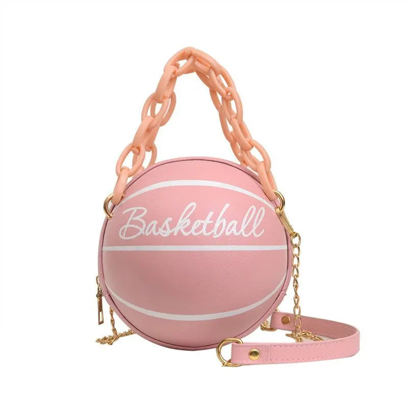 2025 Crossbody Bag New Network Red Personality Fun Pink Ins Versatile Chain Football Basketball Shoulder Bag Small Round Bag