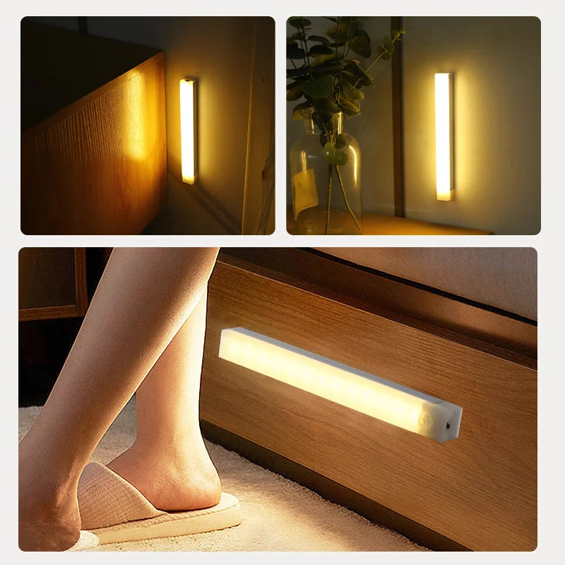 Wireless LED Night Lights Type C Rechargeable Motion Sensor Lights Closet Kitchen Night Lights Bedroom Cabinet Staircase Backlit