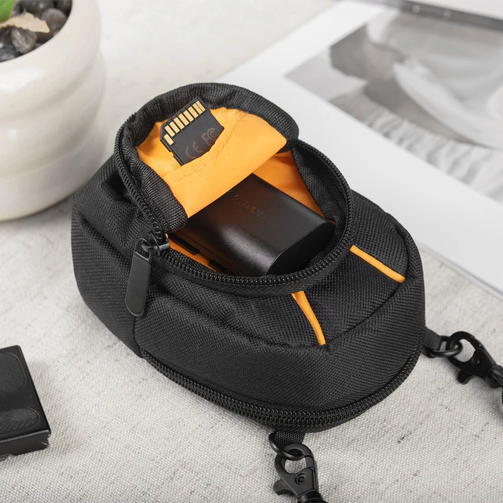 Portable Small Crossbody Camera Bag with Shoulder Strap Compact Zipper Closure Travel Storage Case