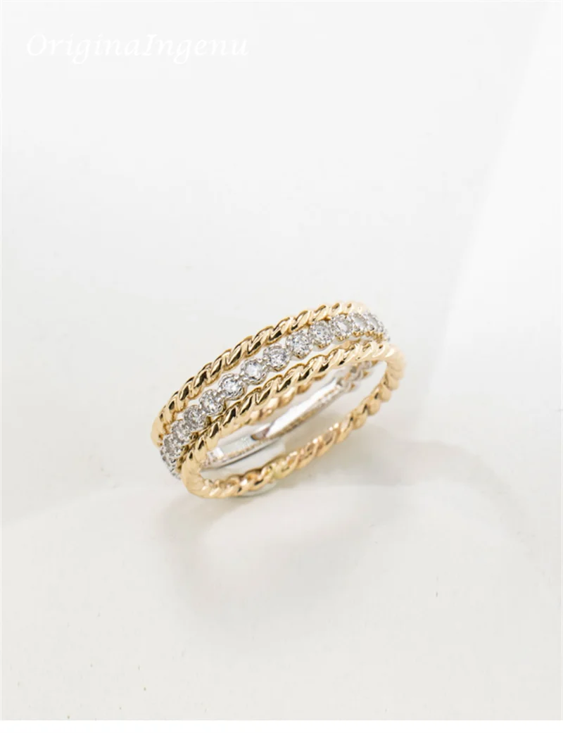 Set of 3 Gold Filled Stacking Ring Handmade Zircon Tarnish Resistant Jewelry Dainty Jewelry Boho Minimalism Ring for Women
