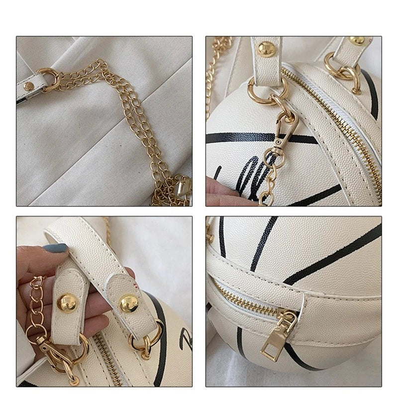 2025 Crossbody Bag New Network Red Personality Fun Pink Ins Versatile Chain Football Basketball Shoulder Bag Small Round Bag