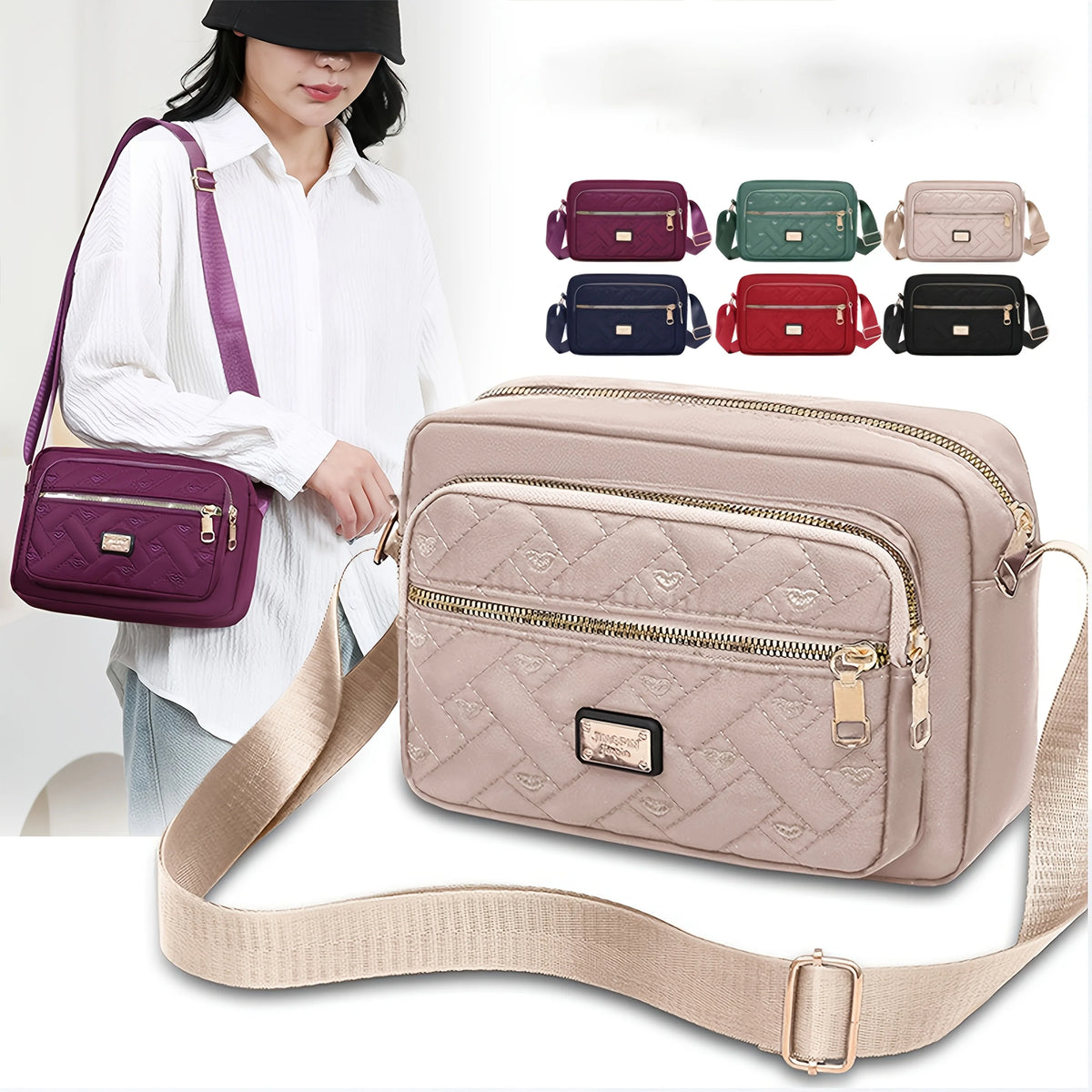 Women's Fashion Crossbody Bag Multi Layer Shoulder Bag Stylish Wallet Purse for Ladies