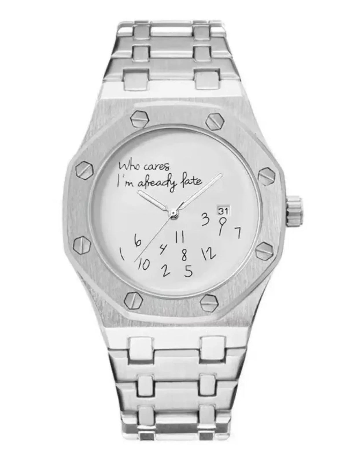 New High-End Business Casual Men's Steel Band Watch, Round Dial Design, Personalized Graffiti Number Pattern, Simple Retro Fashion with a Premium Feel, a Trendy Men's Gift Recommendation.