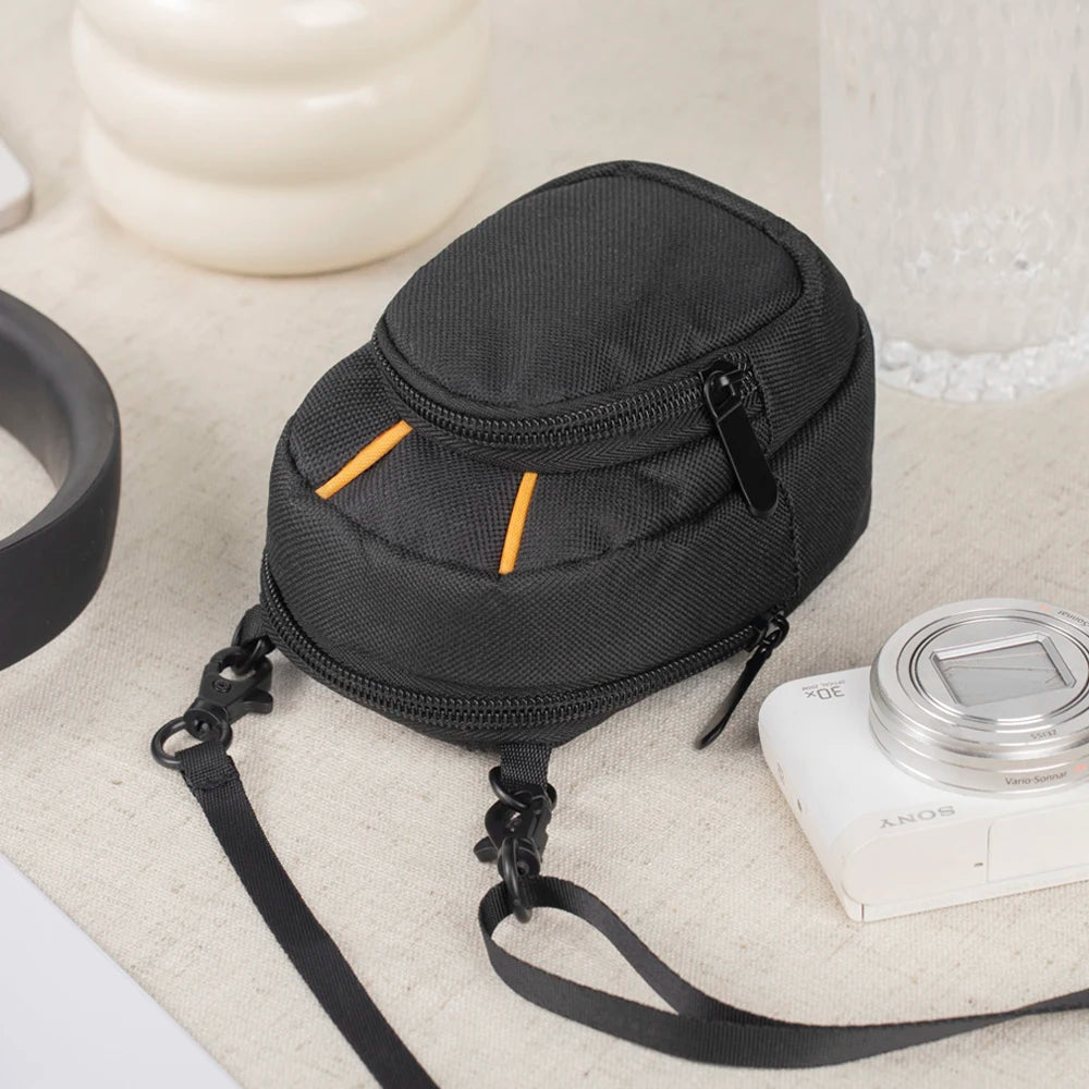Portable Small Crossbody Camera Bag with Shoulder Strap Compact Zipper Closure Travel Storage Case
