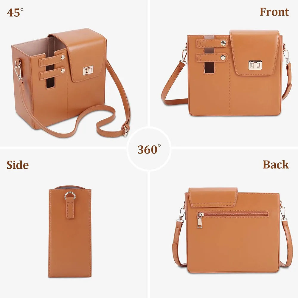 Crossbody Shoulder Bag with Water Bottle Holder Vacation Multifunctional Protection Pouch Outdoor Portable Water Cup Storage Bag