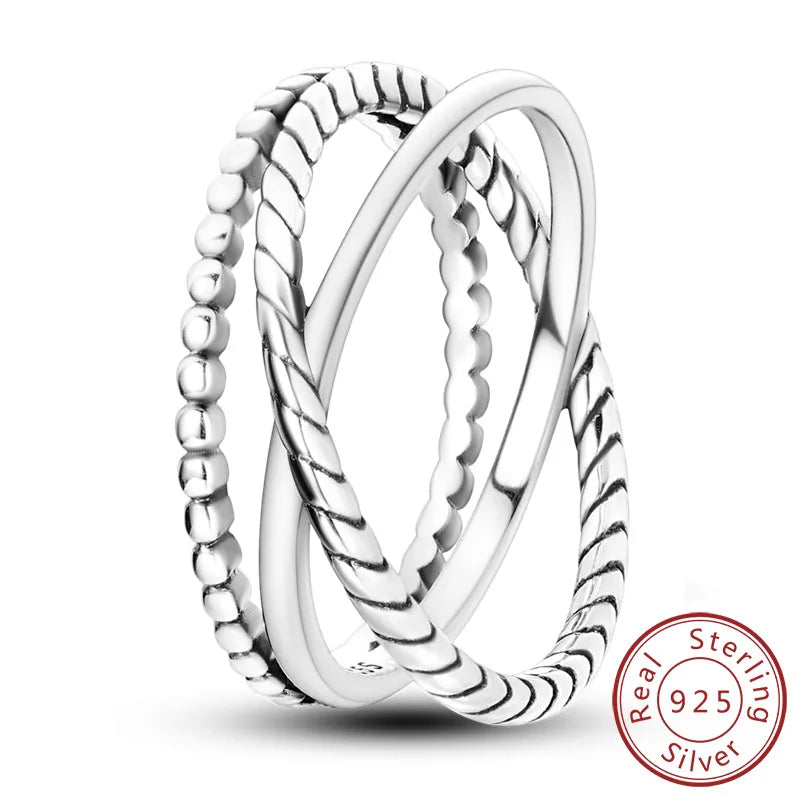 New Original 925 Sterling Silver Rings Stackable Infinite Silver Zircon Ring For Women Wedding Anniversary Birthday Jewelry Gift