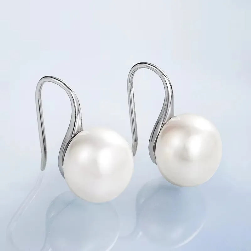 CAOSHI Simple Elegant Hoop Earrings with Simulated Pearl Female Graceful Jewelry for Engagement Daily Party Accessories Gift