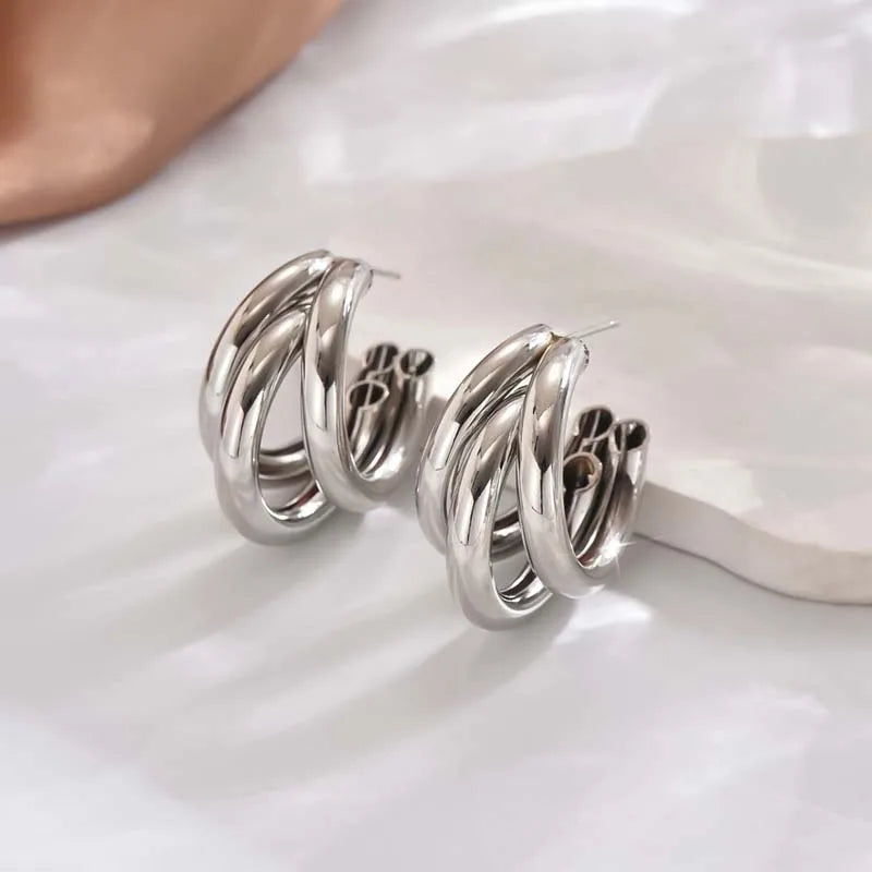 Elegant Gold Color Circled Hoop Earring for Woman Metal Elegant Vintage Geometric Statement Luxury Earrings Party Jewelry Gifts