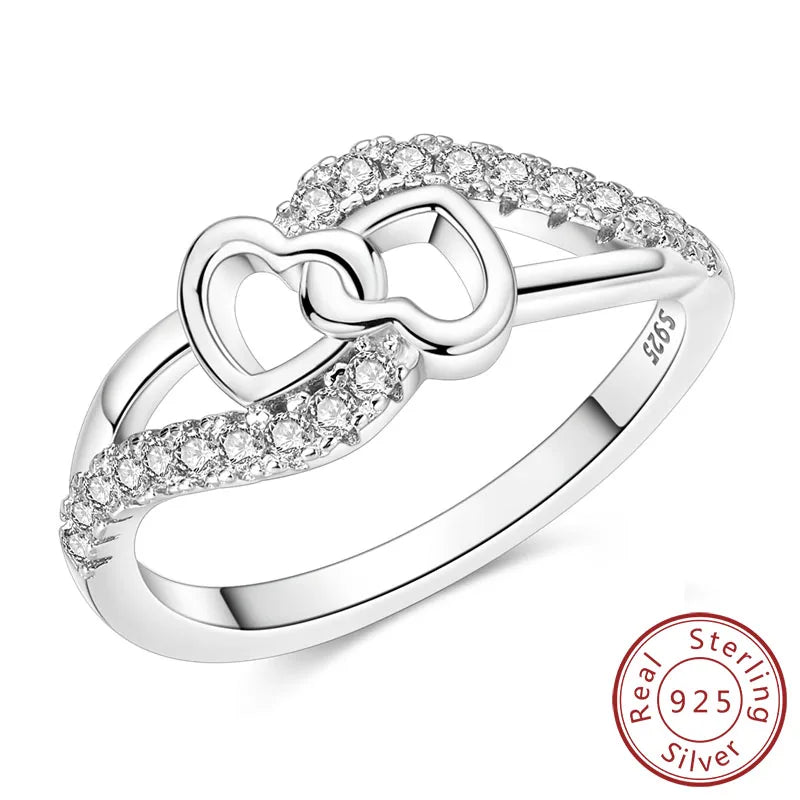 New Original 925 Sterling Silver Rings Stackable Infinite Silver Zircon Ring For Women Wedding Anniversary Birthday Jewelry Gift