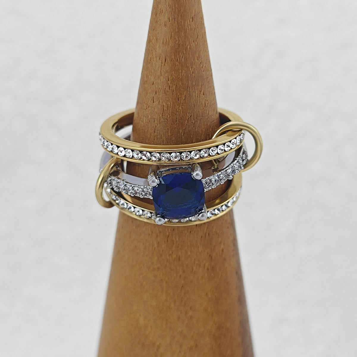 Full Cubic Zirconia Stacking Rings For Women Luxury Style Gold Color Multi-layer Spinelli Ring Wedding Engagement Jewelry Gifts