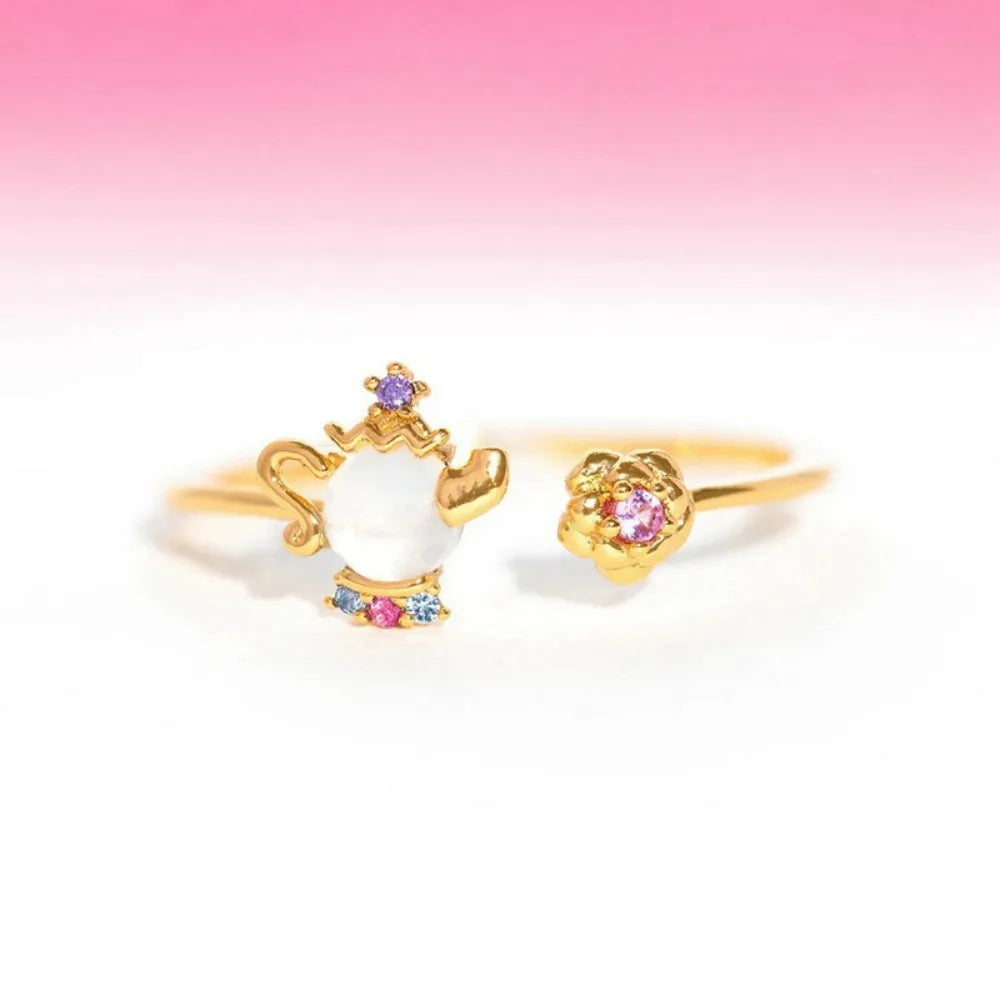 Adjustable Gold Plated Stackable Rings Set for Women Cute Crystal Zircon Stacking Finger Rings Dainty Fairy Jewelry Gift