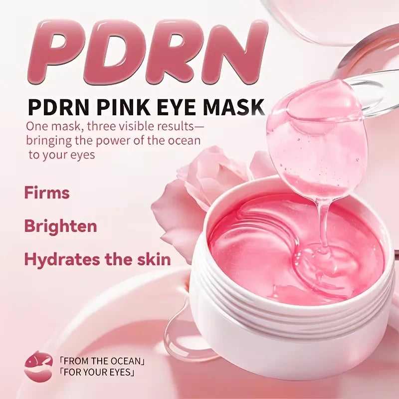 60 Pieces of Pn Pink Eye Patches/Eye Pads, Under-Eye Patches - Deeply Moisturizing, for a Refined Appearance, with a Powerful Hydrating and Cooling Experience, Gel Eye Patches Improve the Skin Around the Eyes, Suitable for Al