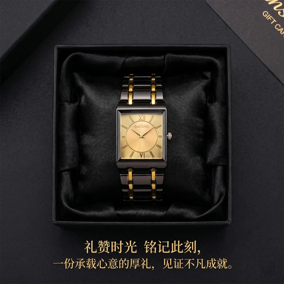 Men's Quartz Wristwatch Steel Band Male Classic Popular Watches Rectangular Minimalist Fashion Casual Business Watch For Daily