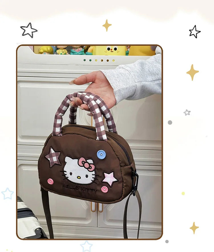 Cute Kitty Crossbody Bag Checkered Commuter Handbag, Creative Cartoon Shoulder Bag, Gift for Girlfriend