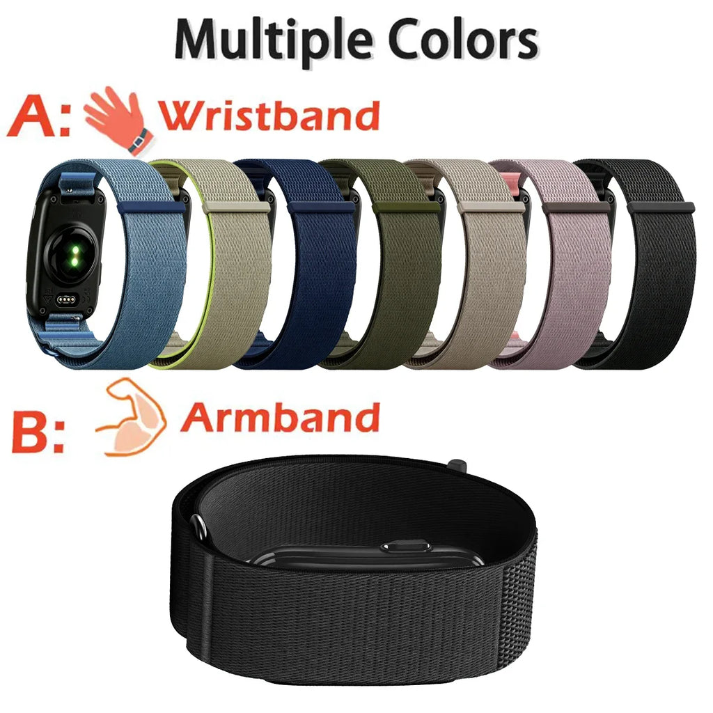 For Garmin CIRQA Smart Band Bicep Armband Sport Fitness Tracker Nylon Woven Breathable Watch Band Adjustable Wrist Loop Strap